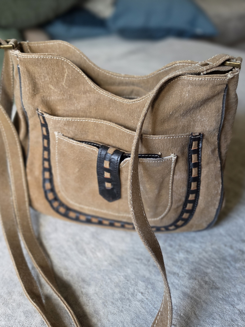 Mona B Phoebe Crossbody brown canvas